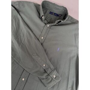 Polo‎ Ralph Lauren Men's XL Tall Button Down Dark Green Heavy Weight Shirt